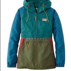 LL Bean Mountain Classic Anorak Colorblock Hooded Windbreaker Jacket 1X